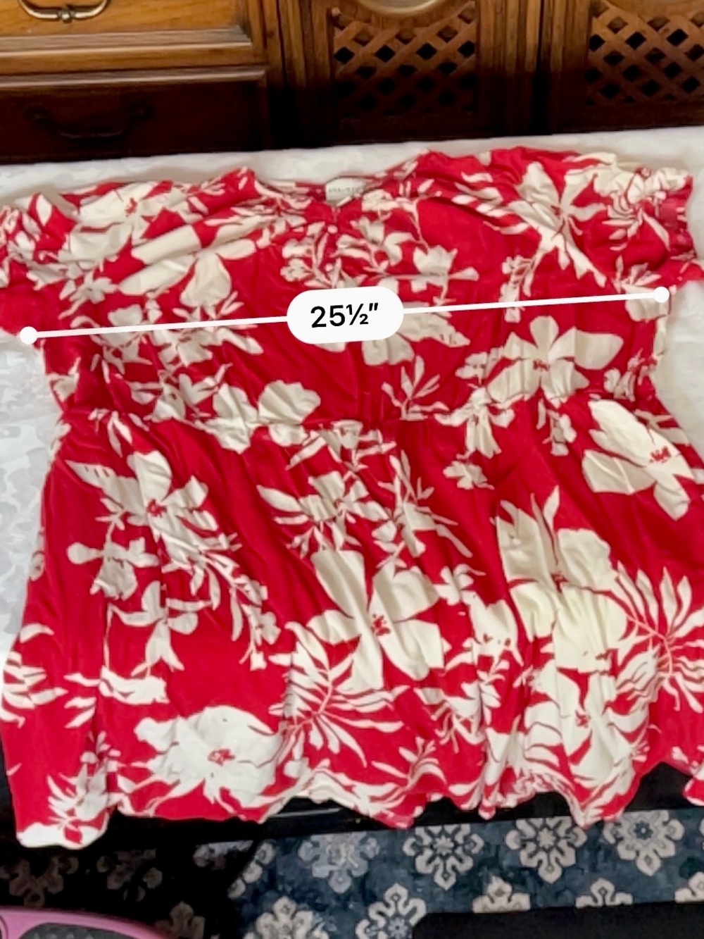 Ava & Viv Red and White Floral Button-Front Dress - Picture 5 of 8